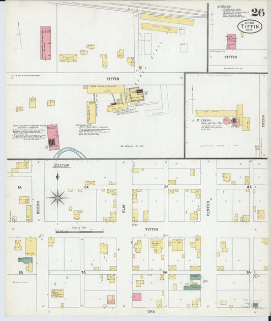 Sanborn Fire Insurance Map from Tiffin, Seneca County, Ohio (1901), Sheet #0026 - Historic Sanborn Fire Insurance Map Print, vintage old map wall art, antique decor, genealogy gift, Ohio Ohio map