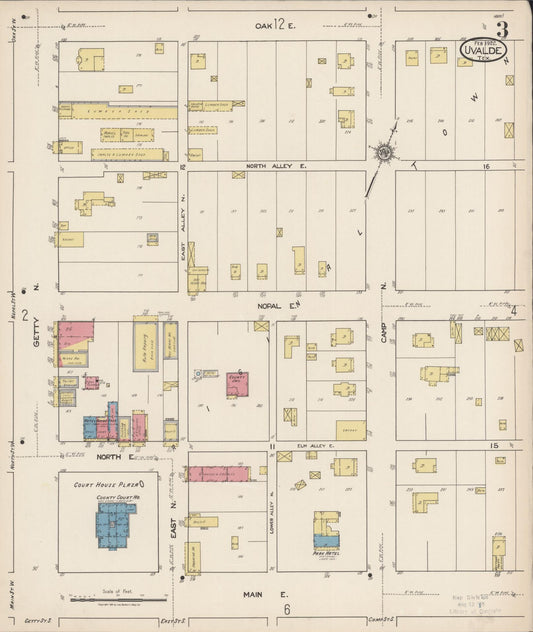 Sanborn Fire Insurance Map from Uvalde, Uvalde County, Texas (1922), Sheet #0003 - Historic Sanborn Fire Insurance Map Print, vintage old map wall art, antique decor, genealogy gift, Texas Texas map