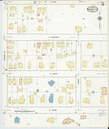 Sanborn Fire Insurance Map from Marquette, Marquette County, Michigan (1917), Sheet #0005 - Complete Map Set gallery image, historic Sanborn map, vintage wall art, Michigan Michigan