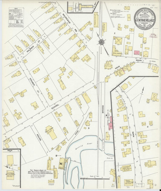 Sanborn Fire Insurance Map from Central Village, Windham County, Connecticut (1911), Sheet #0001 - Historic Sanborn Fire Insurance Map Print, vintage old map wall art, antique decor, genealogy gift, Connecticut Connecticut map