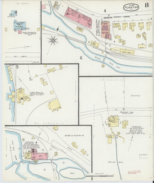 Sanborn Fire Insurance Map from Penn Yan, Yates County, New York (1897), Sheet #0008 - Historic Sanborn Fire Insurance Map Print, vintage old map wall art, antique decor, genealogy gift, New York New York map