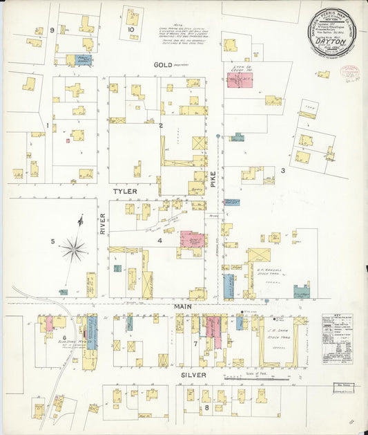 Sanborn Fire Insurance Map from Dayton, Lyon County, Nevada (1895), Sheet #0001 - Historic Sanborn Fire Insurance Map Print, vintage old map wall art, antique decor, genealogy gift, Nevada Nevada map