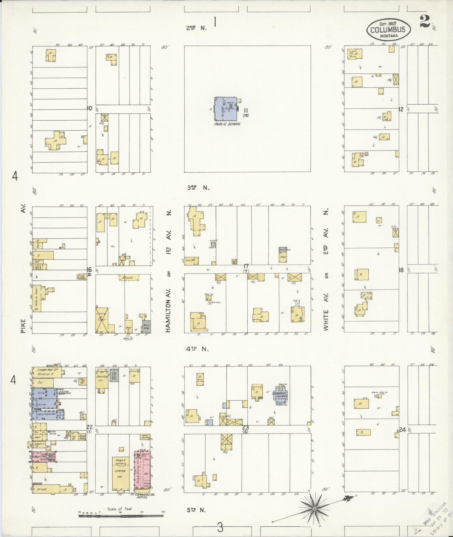 Sanborn Fire Insurance Map from Columbus, Stillwater County, Montana (1907), Sheet #0002 - Complete Map Set gallery image, historic Sanborn map, vintage wall art, Montana Montana