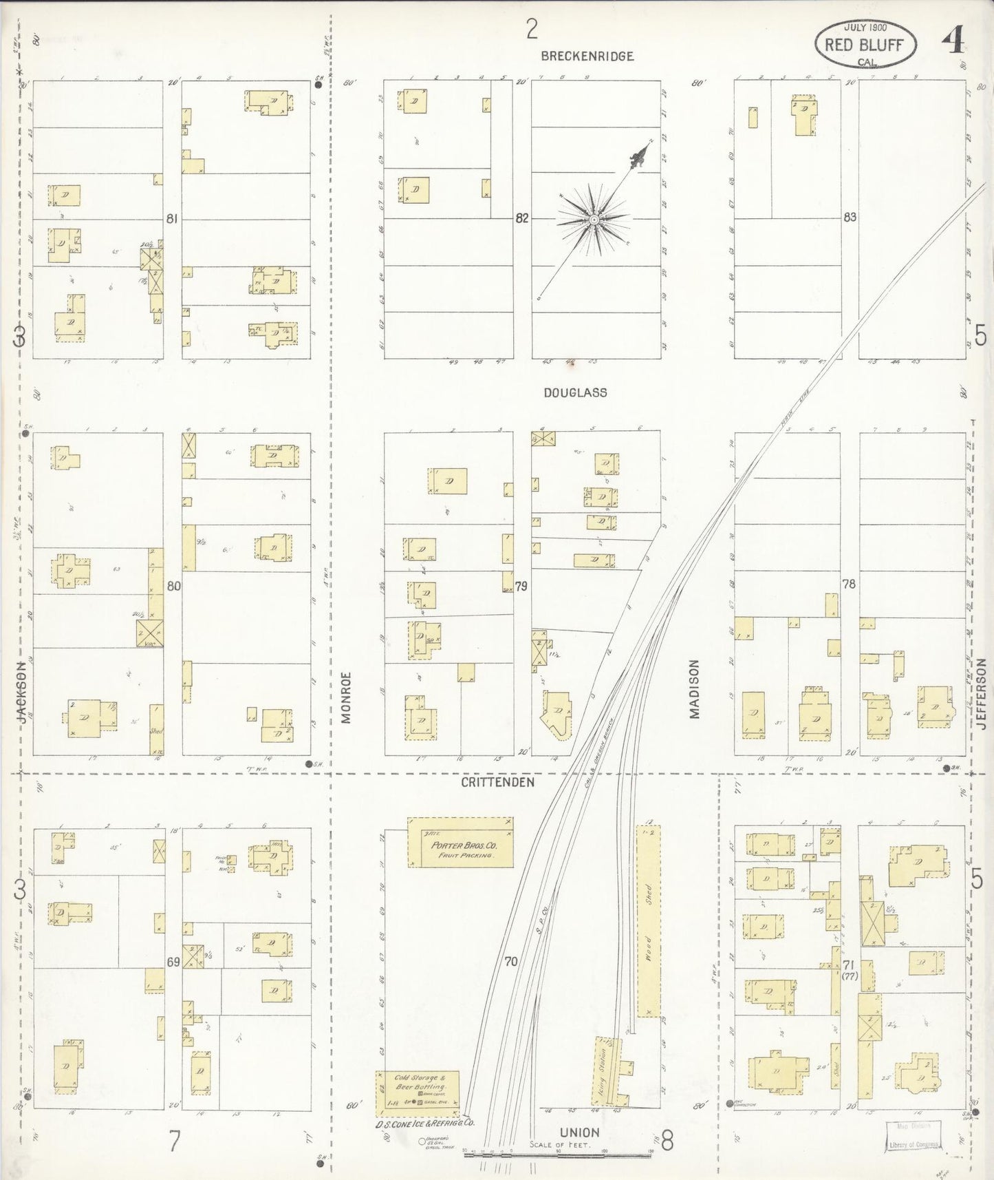 Sanborn Fire Insurance Map from Red Bluff, Tehama County, California (1900), Sheet #0004 - Complete Map Set gallery image, historic Sanborn map, vintage wall art, California California