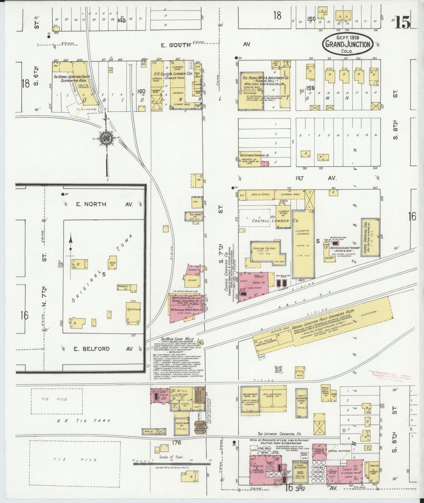 Sanborn Fire Insurance Map from Grand Junction, Mesa County, Colorado (1919), Sheet #0015 - Complete Map Set gallery image, historic Sanborn map, vintage wall art, Colorado Colorado