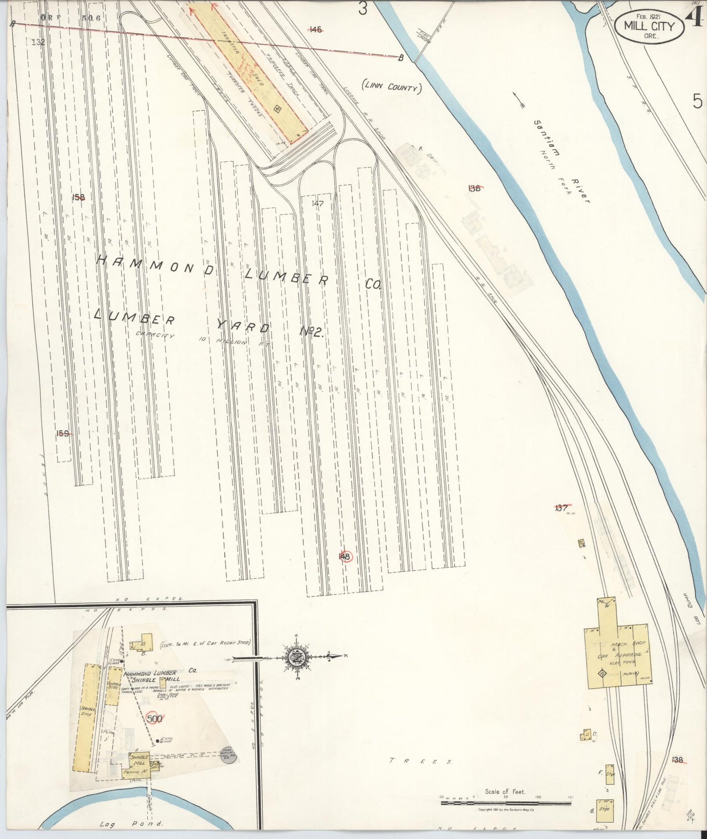 Sanborn Fire Insurance Map from Mill City, Linn And Marion Counties, Oregon (1931), Sheet #0004 - Complete Map Set gallery image, historic Sanborn map, vintage wall art, Oregon Oregon