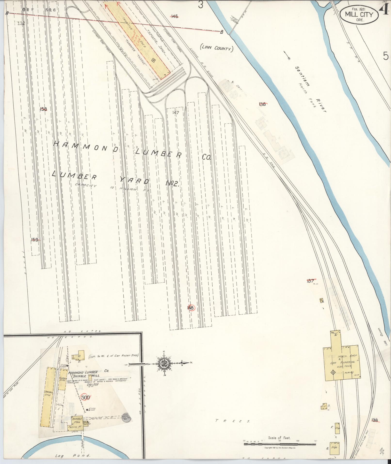 Sanborn Fire Insurance Map from Mill City, Linn And Marion Counties, Oregon (1931), Sheet #0004 - Complete Map Set gallery image, historic Sanborn map, vintage wall art, Oregon Oregon