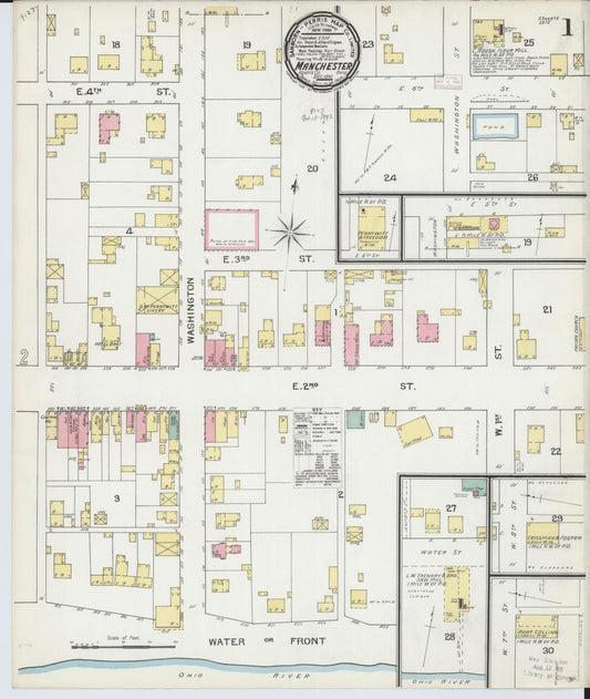 Sanborn Fire Insurance Map from Manchester, Adams County, Ohio (1892), Sheet #0001 - Historic Sanborn Fire Insurance Map Print, vintage old map wall art, antique decor, genealogy gift, Ohio Ohio map