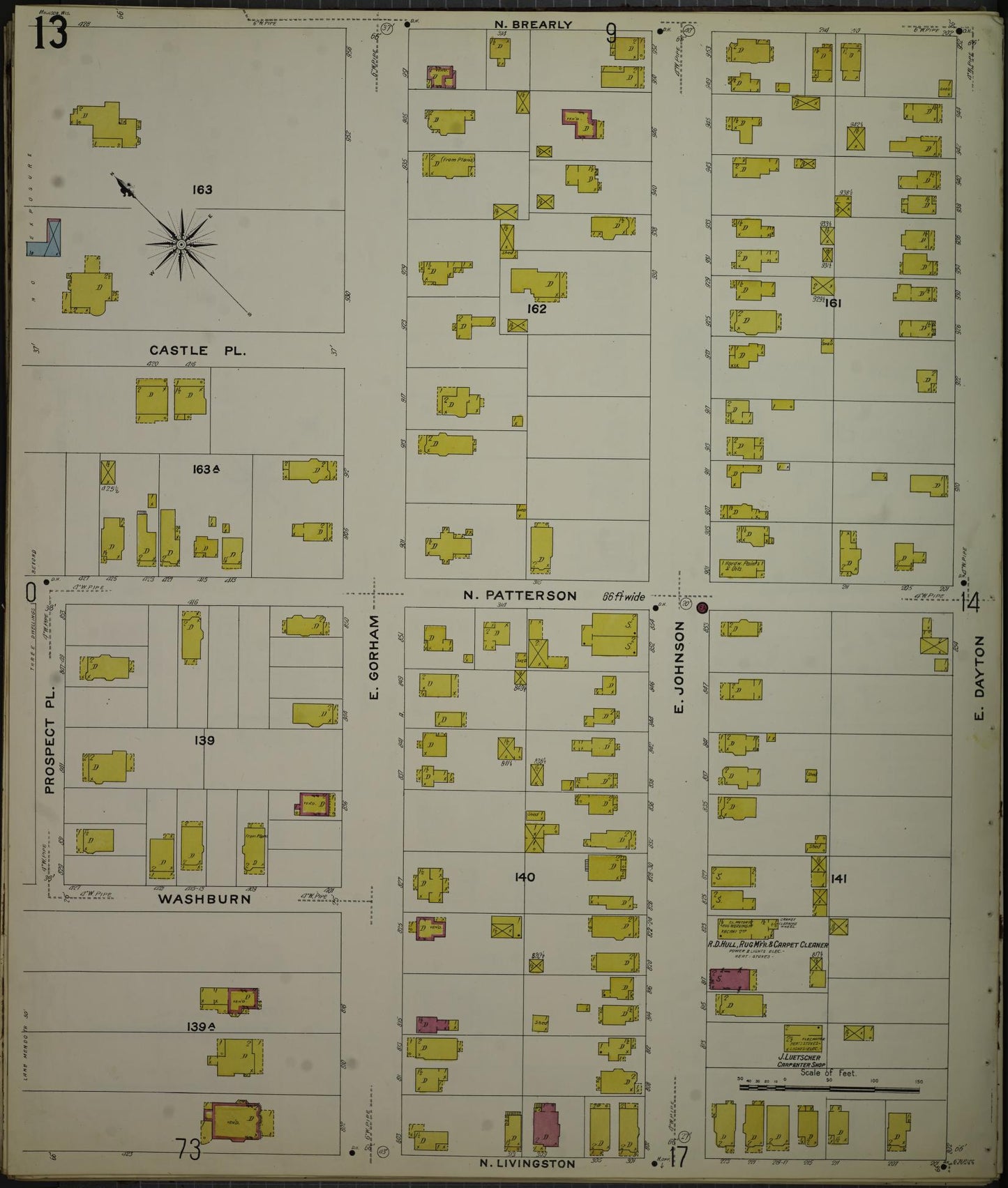 Sanborn Fire Insurance Map from Madison, Dane County, Wisconsin (1908), Sheet #0013 - Complete Map Set gallery image, historic Sanborn map, vintage wall art, Wisconsin Wisconsin