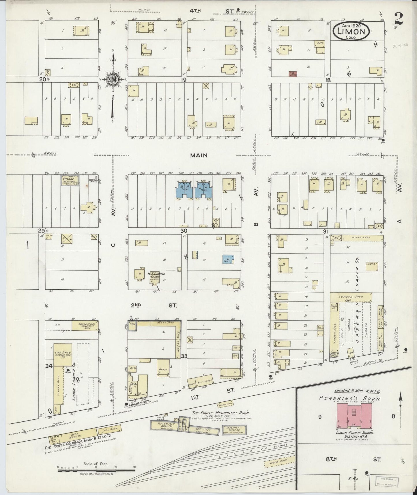 Sanborn Fire Insurance Map from Limon, Lincoln County, Colorado (1920), Sheet #0002 - Historic Sanborn Fire Insurance Map Print, vintage old map wall art, antique decor, genealogy gift, Colorado Colorado map