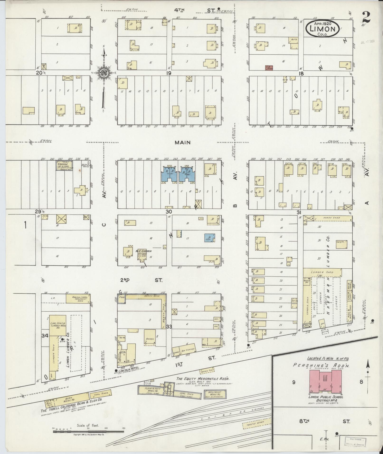 Sanborn Fire Insurance Map from Limon, Lincoln County, Colorado (1920), Sheet #0002 - Historic Sanborn Fire Insurance Map Print, vintage old map wall art, antique decor, genealogy gift, Colorado Colorado map