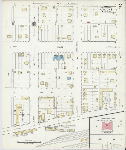 Sanborn Fire Insurance Map from Limon, Lincoln County, Colorado (1920), Sheet #0002 - Historic Sanborn Fire Insurance Map Print, vintage old map wall art, antique decor, genealogy gift, Colorado Colorado map