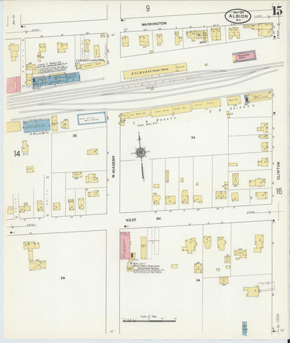 Sanborn Fire Insurance Map from Albion, Orleans County, New York (1911), Sheet #0015 - Complete Map Set gallery image, historic Sanborn map, vintage wall art, New York New York