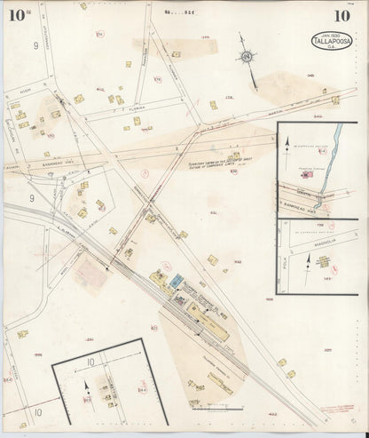 Sanborn Fire Insurance Map from Tallapoosa, Haralson County, Georgia (1939), Sheet #0010 - Complete Map Set gallery image, historic Sanborn map, vintage wall art, Georgia Georgia