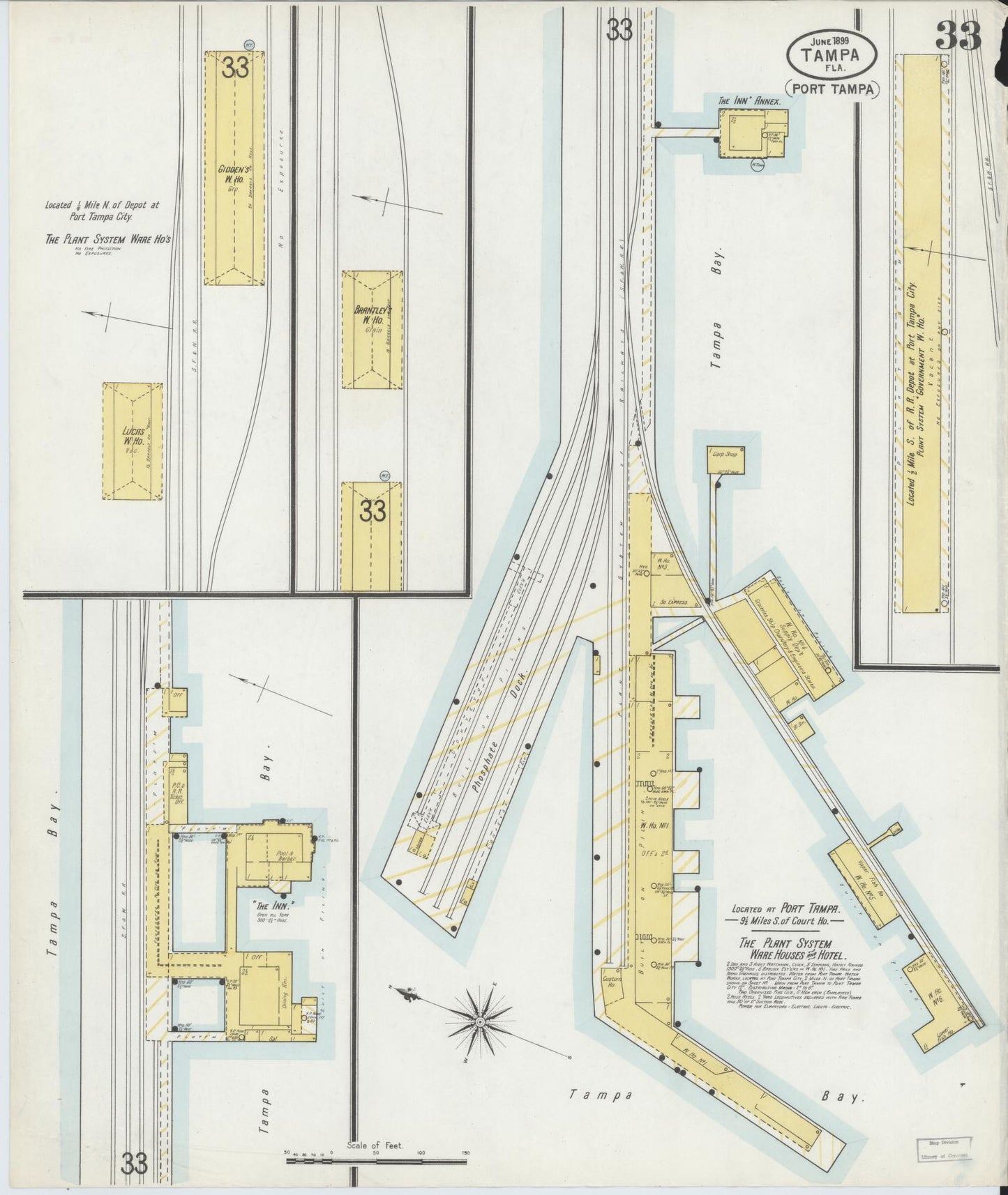 Sanborn Fire Insurance Map from Tampa, Hillsborough County, Florida (1899), Sheet #0033 - Complete Map Set gallery image, historic Sanborn map, vintage wall art, Florida Florida