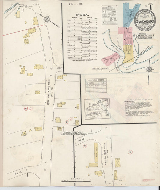 Sanborn Fire Insurance Map from Schaghticoke, Rensselaer County, New York (1938), Sheet #0001 - Complete Map Set gallery image, historic Sanborn map, vintage wall art, New York New York