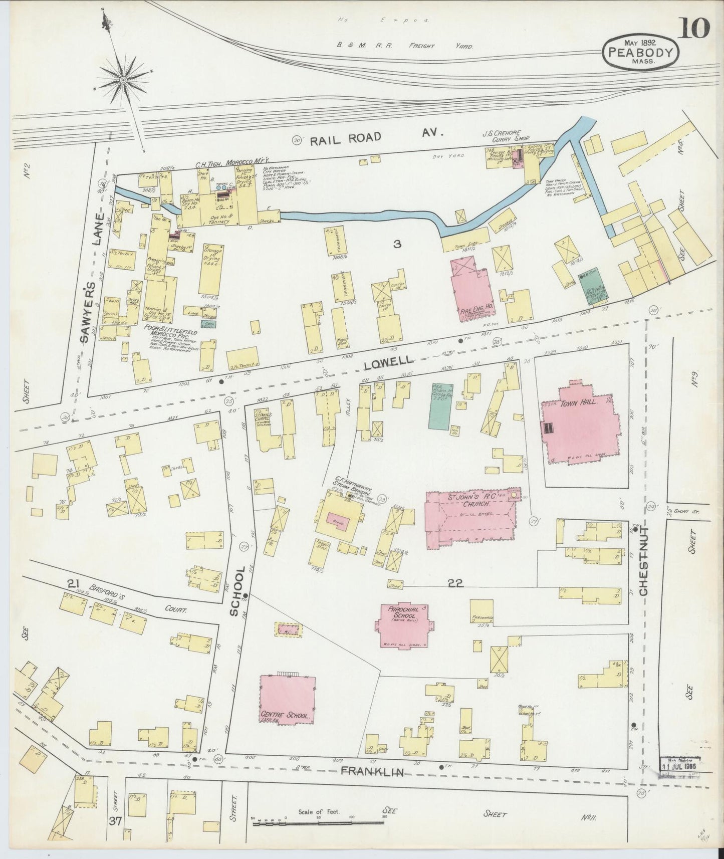 Sanborn Fire Insurance Map from Peabody, Essex County, Massachusetts (1892), Sheet #0010 - Complete Map Set gallery image, historic Sanborn map, vintage wall art, Massachusetts Massachusetts