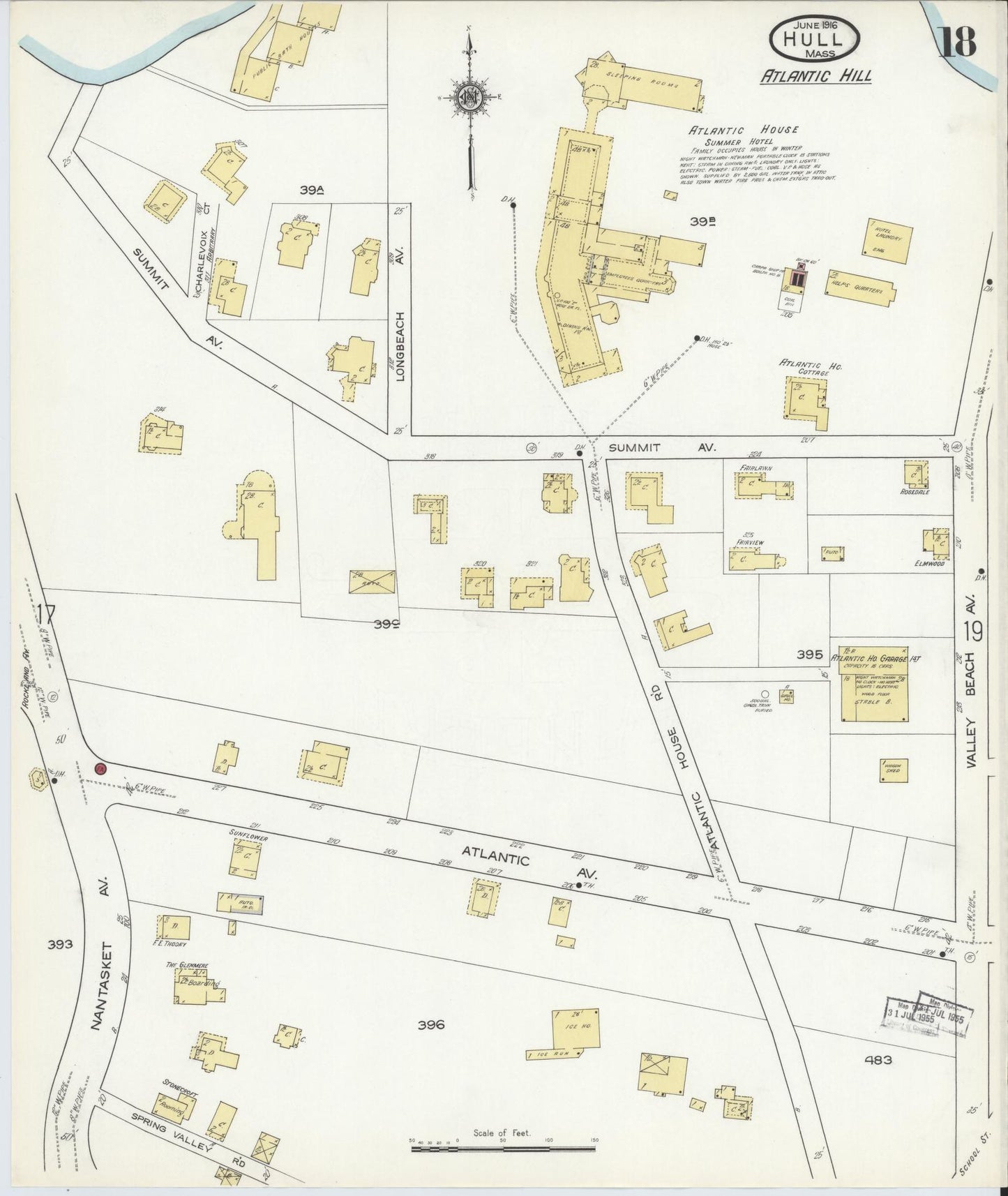 Sanborn Fire Insurance Map from Hull, Plymouth County, Massachusetts (1916), Sheet #0018 - Complete Map Set gallery image, historic Sanborn map, vintage wall art, Massachusetts Massachusetts