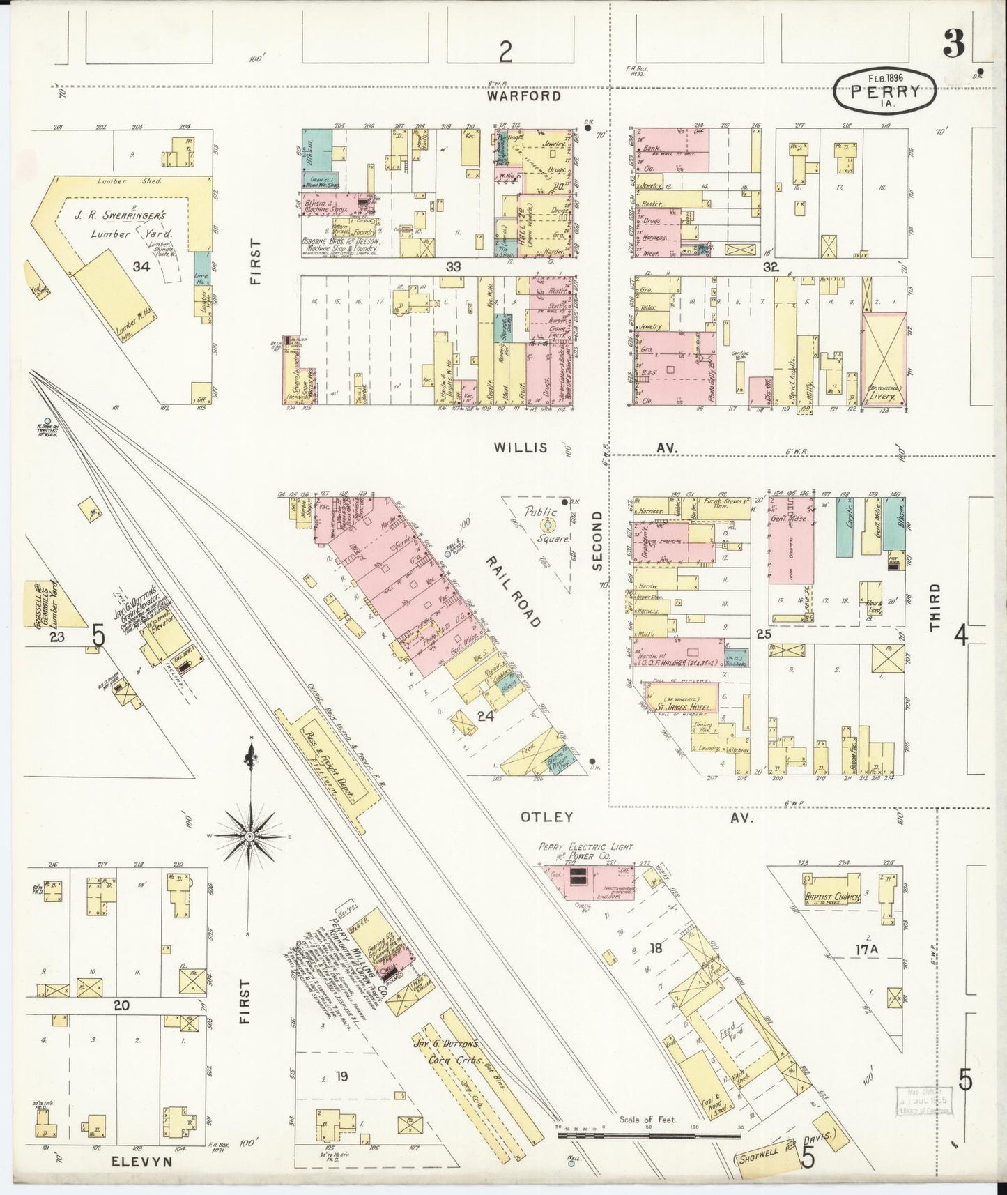 Sanborn Fire Insurance Map from Perry, Dallas County, Iowa (1896), Sheet #0003 - Historic Sanborn Fire Insurance Map Print