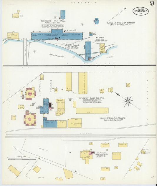 Sanborn Fire Insurance Map from Honesdale, Wayne County, Pennsylvania (1903), Sheet #0009 - Historic Sanborn Fire Insurance Map Print, vintage old map wall art, antique decor, genealogy gift, Pennsylvania Pennsylvania map