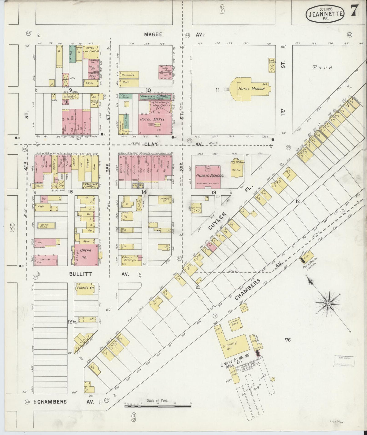 Sanborn Fire Insurance Map from Jeannette, Westmoreland County, Pennsylvania (1895), Sheet #0007 - Complete Map Set gallery image, historic Sanborn map, vintage wall art, Pennsylvania Pennsylvania