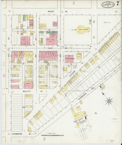Sanborn Fire Insurance Map from Jeannette, Westmoreland County, Pennsylvania (1895), Sheet #0007 - Complete Map Set gallery image, historic Sanborn map, vintage wall art, Pennsylvania Pennsylvania