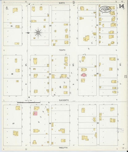 Sanborn Fire Insurance Map from Perry, Noble County, Oklahoma (1903), Sheet #0014 - Complete Map Set gallery image, historic Sanborn map, vintage wall art, Oklahoma Oklahoma