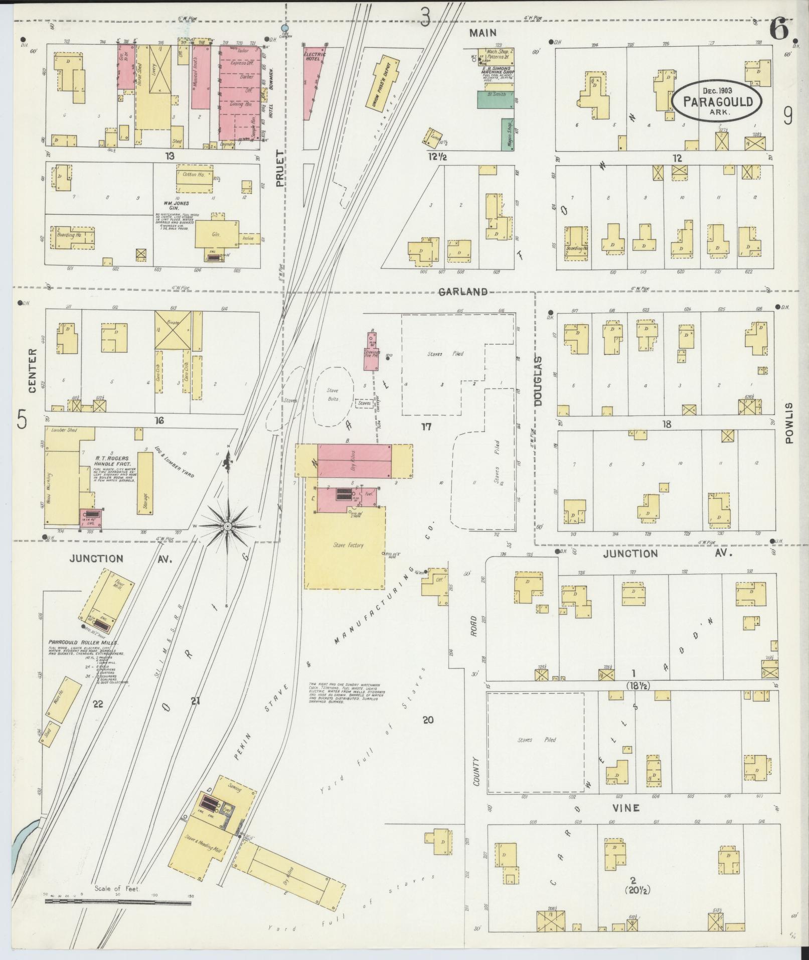 Sanborn Fire Insurance Map from Paragould, Greene County, Arkansas (1903), Sheet #0006 - Complete Map Set gallery image, historic Sanborn map, vintage wall art, Arkansas Arkansas