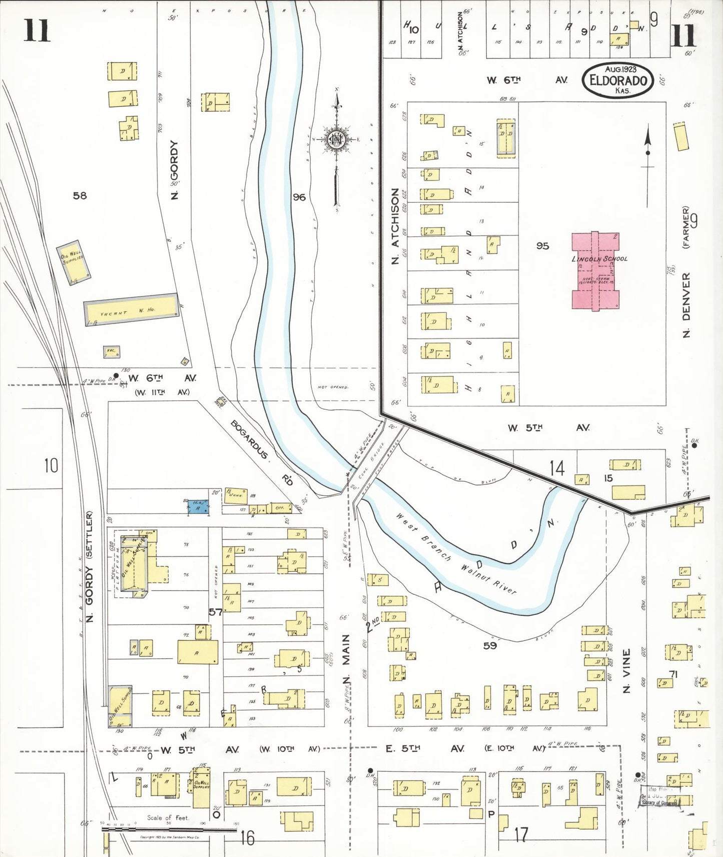 Sanborn Fire Insurance Map from El Dorado, Butler County, Kansas (1923), Sheet #0011 - Complete Map Set gallery image, historic Sanborn map, vintage wall art, Kansas Kansas