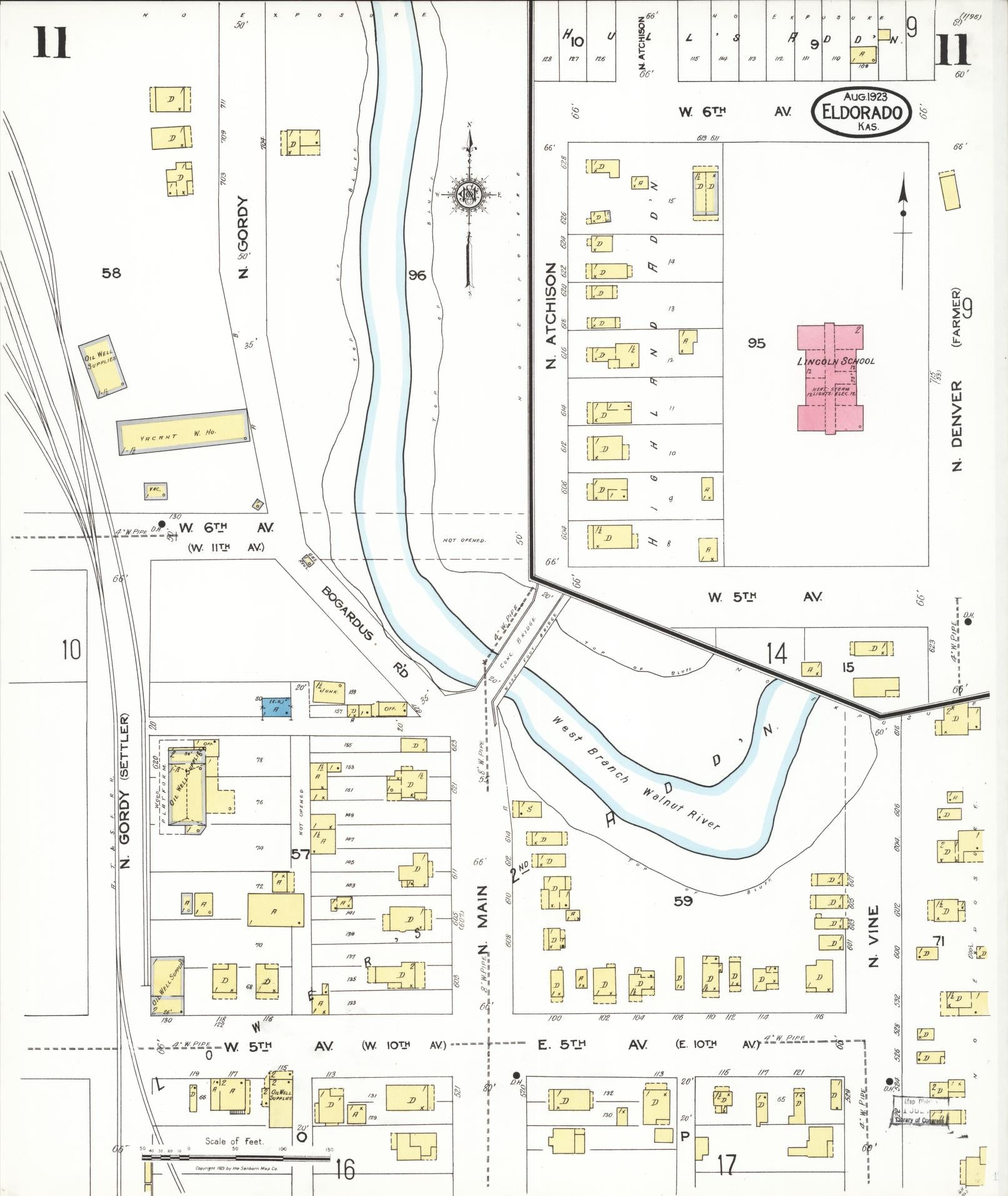 Sanborn Fire Insurance Map from El Dorado, Butler County, Kansas (1923), Sheet #0011 - Complete Map Set gallery image, historic Sanborn map, vintage wall art, Kansas Kansas