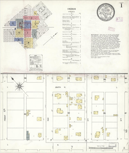 Sanborn Fire Insurance Map from Ritzville, Adams County, Washington (1909), Sheet #0001 - Complete Map Set gallery image, historic Sanborn map, vintage wall art, Washington Washington