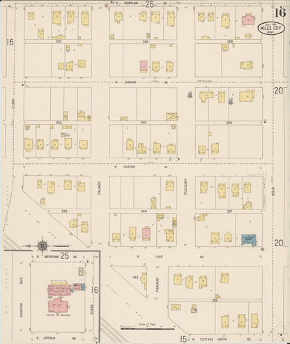 Sanborn Fire Insurance Map from Miles City, Custer County, Montana (1916), Sheet #0016 - Complete Map Set gallery image, historic Sanborn map, vintage wall art, Montana Montana