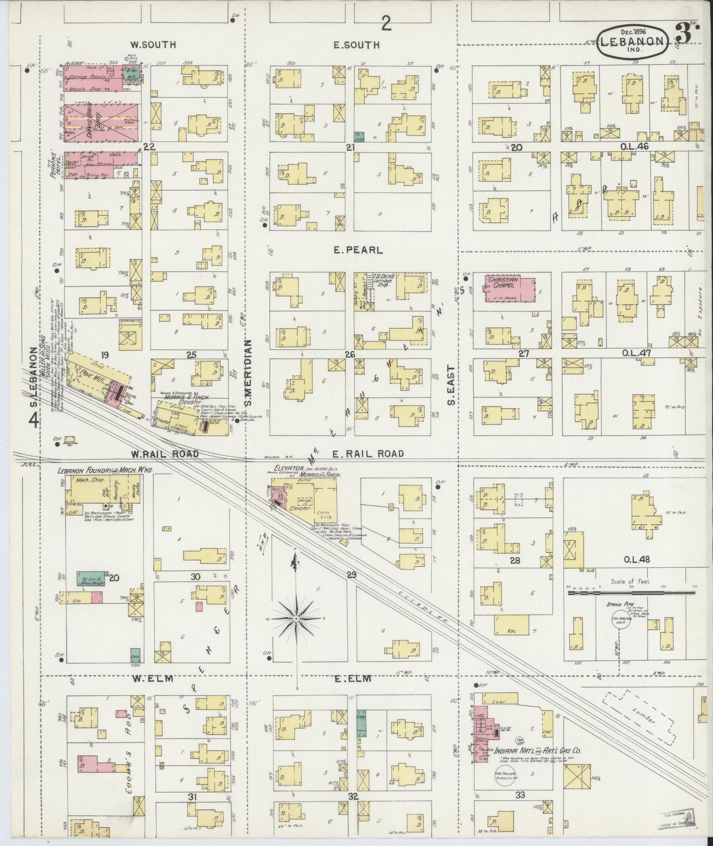 Sanborn Fire Insurance Map from Lebanon, Boone County, Indiana (1896), Sheet #0003 - Complete Map Set gallery image, historic Sanborn map, vintage wall art, Indiana Indiana