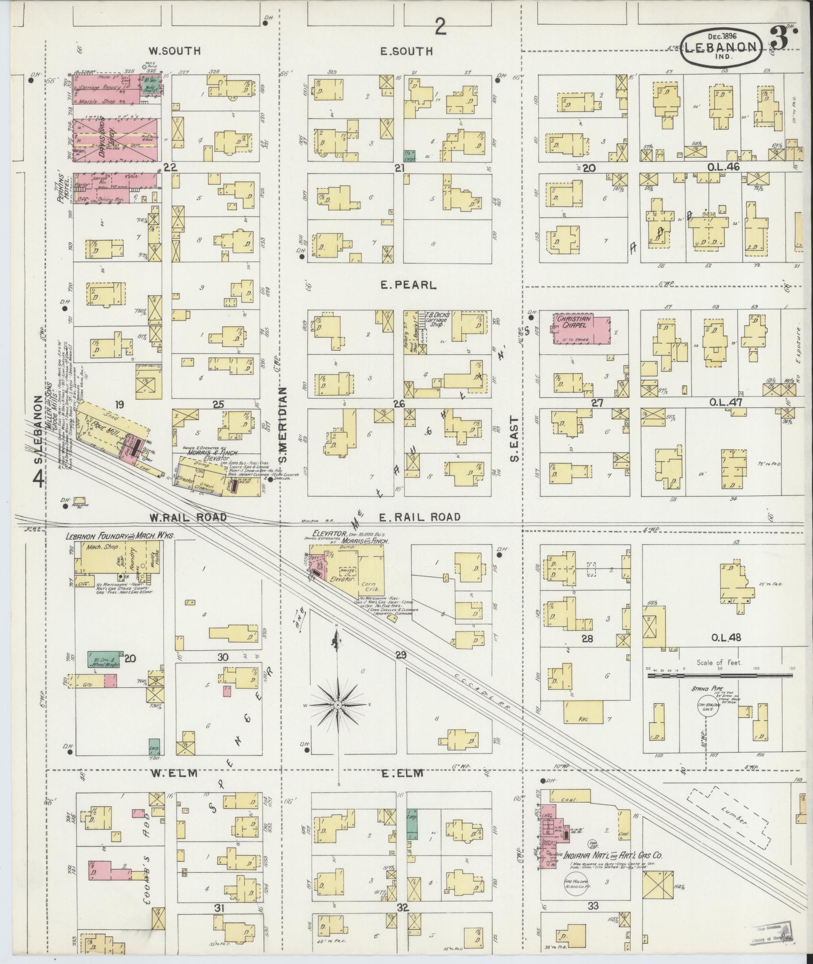 Sanborn Fire Insurance Map from Lebanon, Boone County, Indiana (1896), Sheet #0003 - Complete Map Set gallery image, historic Sanborn map, vintage wall art, Indiana Indiana