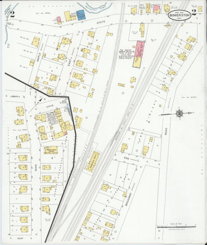 Sanborn Fire Insurance Map from Bowerston, Harrison County, Ohio (1929), Sheet #0002 - Historic Sanborn Fire Insurance Map Print, vintage old map wall art, antique decor, genealogy gift, Ohio Ohio map
