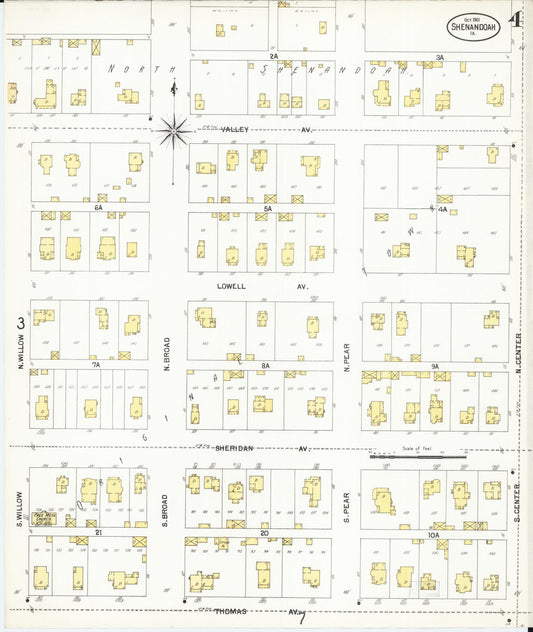 Sanborn Fire Insurance Map from Shenandoah, Page County, Iowa (1901), Sheet #0004 - Historic Sanborn Fire Insurance Map Print, vintage old map wall art