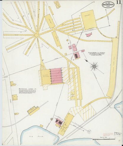 Sanborn Fire Insurance Map from Brookhaven, Lincoln County, Mississippi (1905), Sheet #0011 - Complete Map Set gallery image, historic Sanborn map, vintage wall art, Mississippi Mississippi