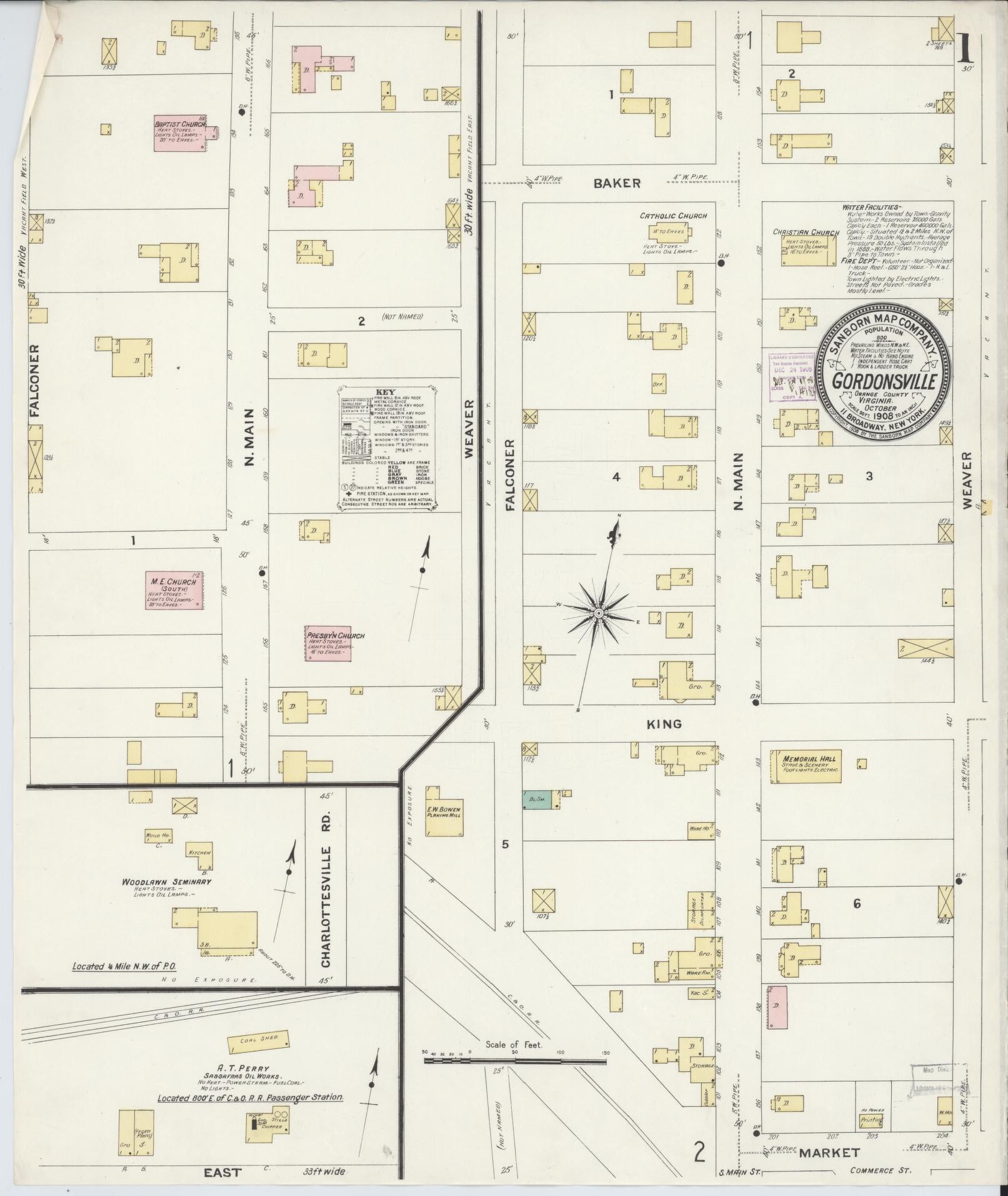 Sanborn Fire Insurance Map from Gordonsville, Orange County, Virginia. (1908) – Historic Sanborn Fire Insurance Map Print