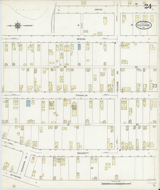 Sanborn Fire Insurance Map from Old Forge, Lackawanna County, Pennsylvania (1914), Sheet #0024 - Historic Sanborn Fire Insurance Map Print, vintage old map wall art, antique decor, genealogy gift, Pennsylvania Pennsylvania map