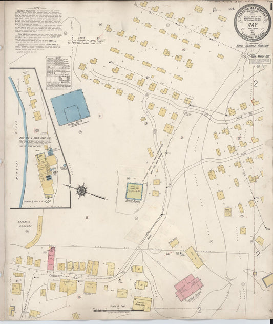 Sanborn Fire Insurance Map from Ray, Pinal County, Arizona (1931), Sheet #0001 - Complete Map Set gallery image, historic Sanborn map, vintage wall art, Arizona Arizona