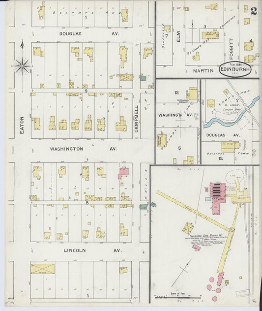 Sanborn Fire Insurance Map from Edinburgh, Christian County, Illinois (1894), Sheet #0002 - Historic Sanborn Fire Insurance Map Print, vintage old map wall art, antique decor, genealogy gift, Illinois Illinois map