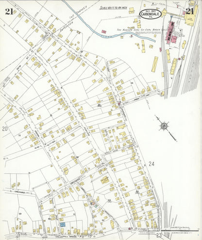 Sanborn Fire Insurance Map from Carbondale, Lackawanna County, Pennsylvania (1923), Sheet #0021 - Historic Sanborn Fire Insurance Map Print, vintage old map wall art, antique decor, genealogy gift, Pennsylvania Pennsylvania map