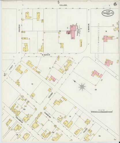 Sanborn Fire Insurance Map from Franklin, Williamson County, Tennessee (1898), Sheet #0006 - Complete Map Set gallery image, historic Sanborn map, vintage wall art, Tennessee Tennessee