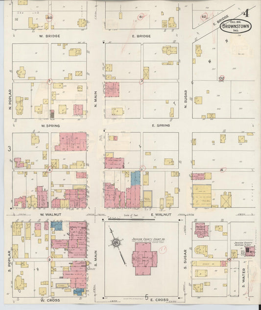 Sanborn Fire Insurance Map from Brownstown, Jackson County, Indiana (1933), Sheet #0004 - Historic Sanborn Fire Insurance Map Print, vintage old map wall art, antique decor, genealogy gift, Indiana Indiana map