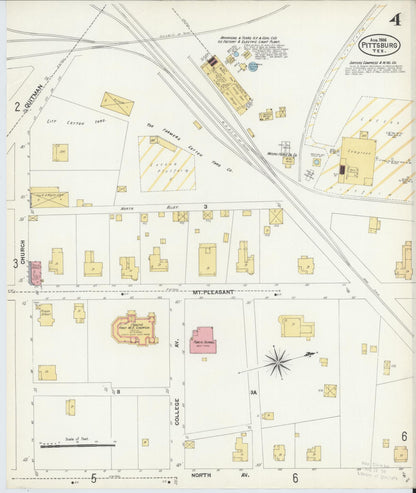 Sanborn Fire Insurance Map from Pittsburg, Camp County, Texas (1906), Sheet #0004 - Historic Sanborn Fire Insurance Map Print, vintage old map wall art, antique decor, genealogy gift, Texas Texas map
