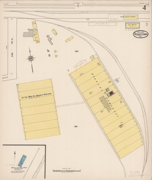 Sanborn Fire Insurance Map from Robstown, Nueces County, Texas (1922), Sheet #0004 - Historic Sanborn Fire Insurance Map Print, vintage old map wall art, antique decor, genealogy gift, Texas Texas map