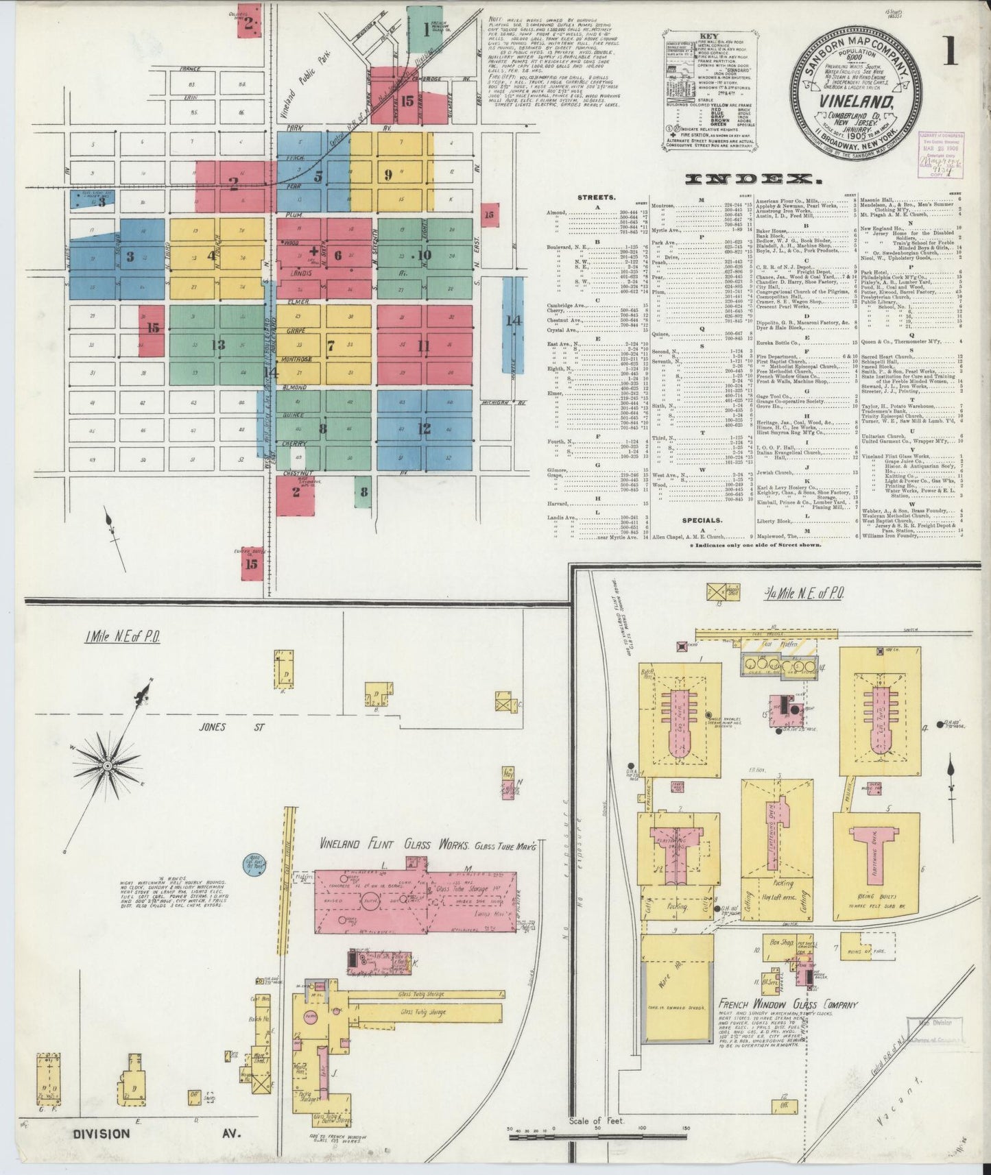 Sanborn Fire Insurance Map from Vineland, Cumberland County, New Jersey. (1906) – Historic Sanborn Fire Insurance Map Print