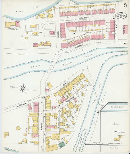 Sanborn Fire Insurance Map from Cohoes, Albany County, New York (1902), Sheet #0003 - Historic Sanborn Fire Insurance Map Print, vintage old map wall art, antique decor, genealogy gift, New York New York map