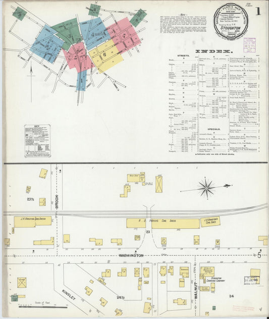 Sanborn Fire Insurance Map from Stoughton, Norfolk County, Massachusetts (1901), Sheet #0001 - Complete Map Set gallery image, historic Sanborn map, vintage wall art, Massachusetts Massachusetts