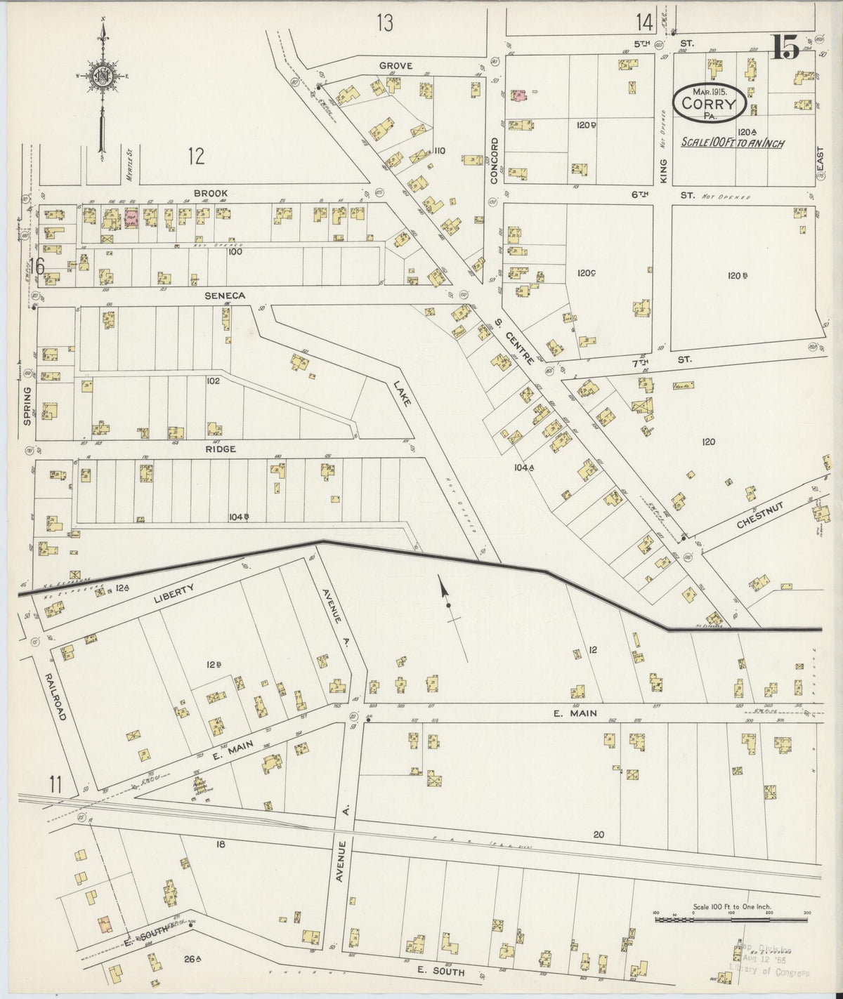 Sanborn Fire Insurance Map from Corry, Erie County, Pennsylvania (1915), Sheet #0015 - Complete Map Set gallery image, historic Sanborn map, vintage wall art, Pennsylvania Pennsylvania